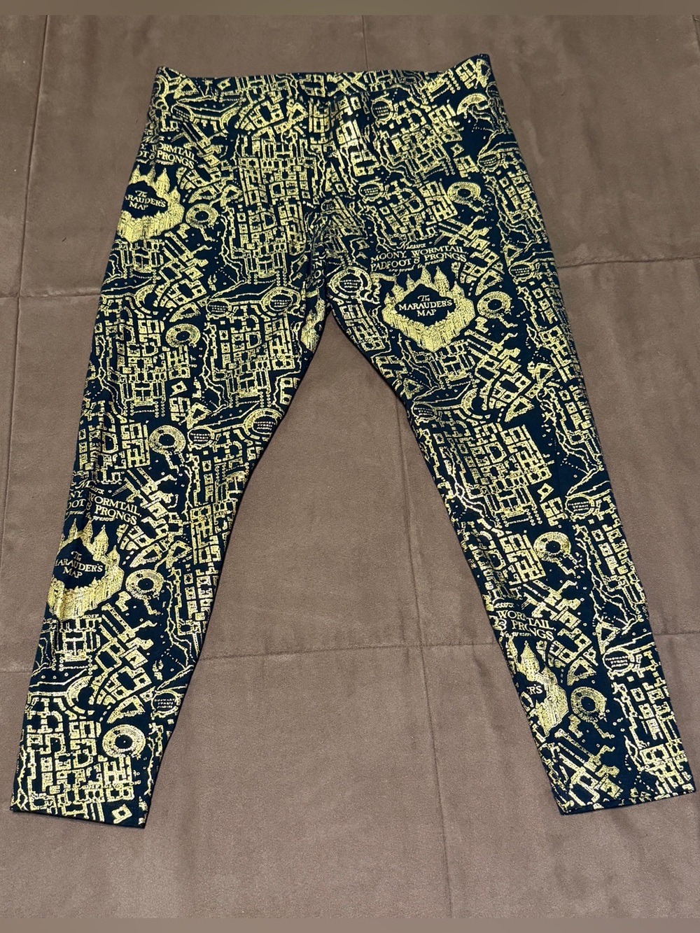 Torrid Harry Potter Marauders Map stretch leggings, metallic gold on black size1